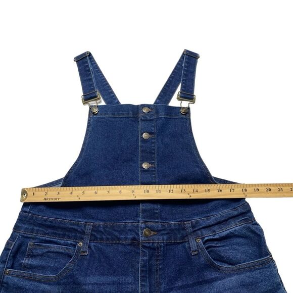No Boundaries Distressed Denim Button Front Bib Overalls Blue Sz XXL - Picture 7 of 14